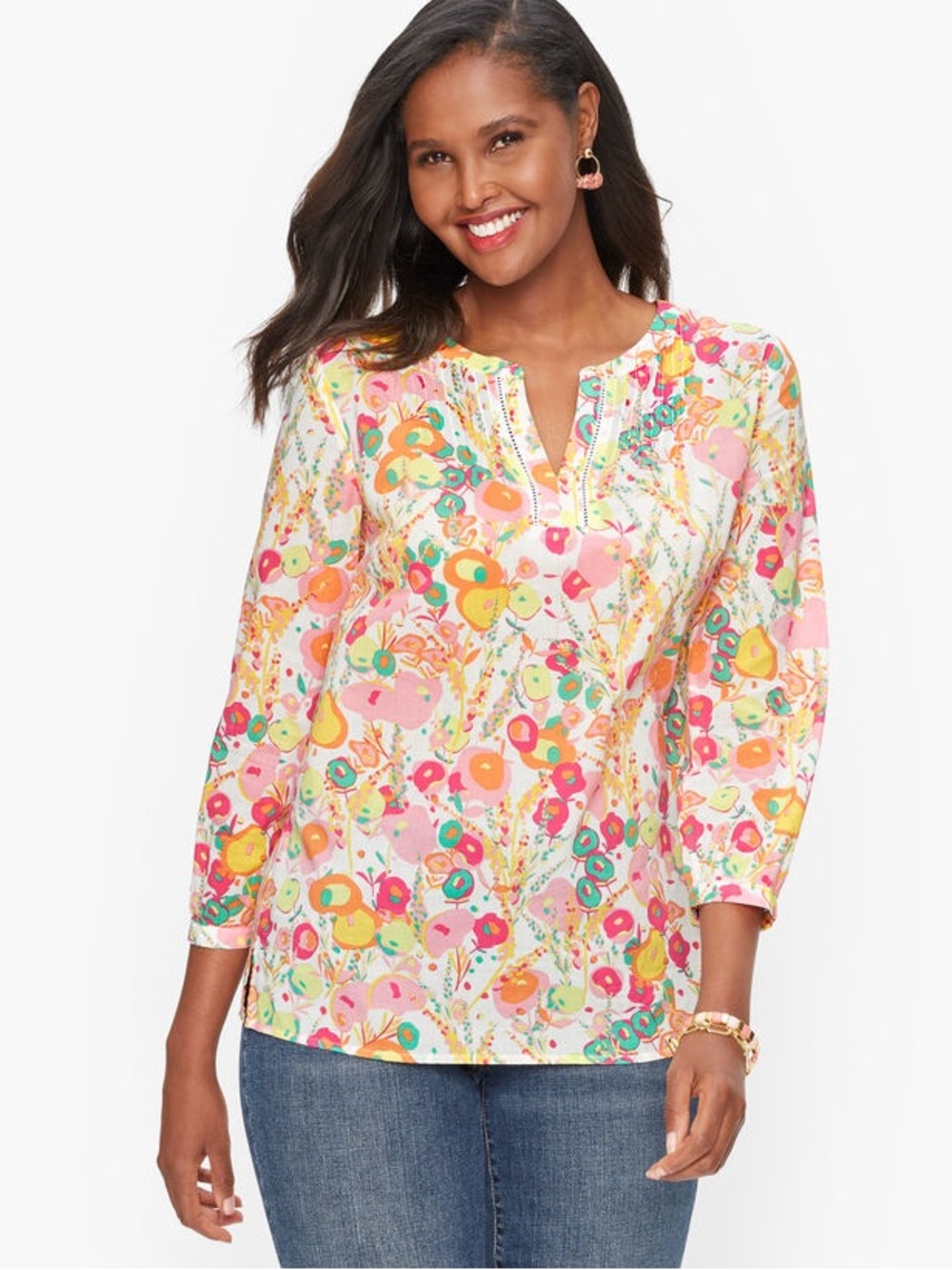 Talbots Floral Lightweight Cotton Tunic Sz 2X
